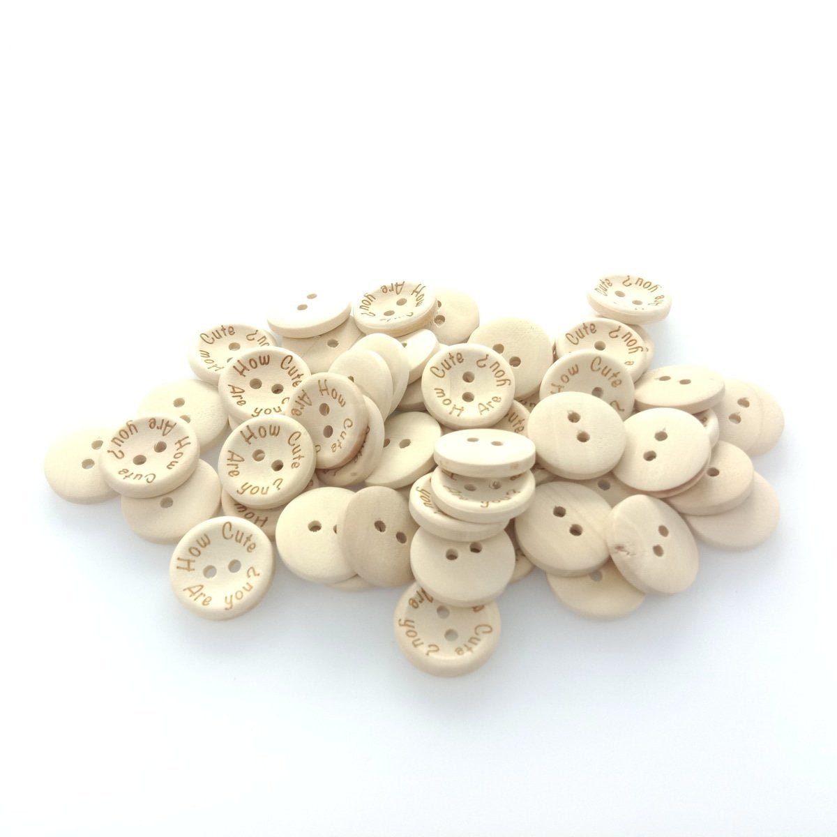 15/20/25mm "How Cute Are You" Wooden Button Natural Wood Sewing Baby Clothing Buttons - 20mm 50pcs - - Asia Sell