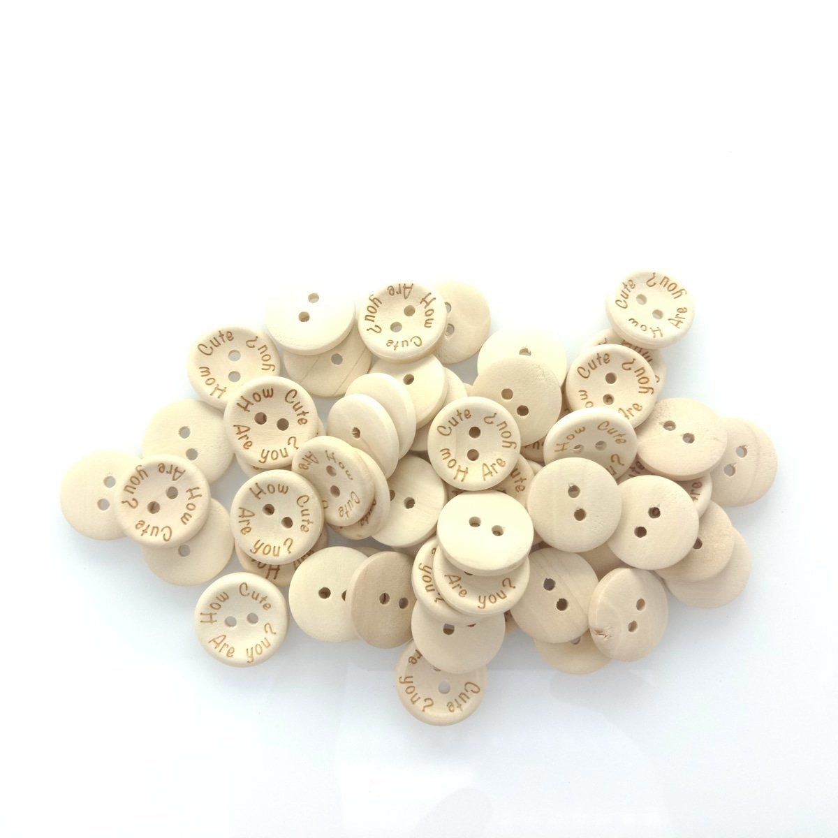 15/20/25mm "How Cute Are You" Wooden Button Natural Wood Sewing Baby Clothing Buttons - 20mm 50pcs - - Asia Sell