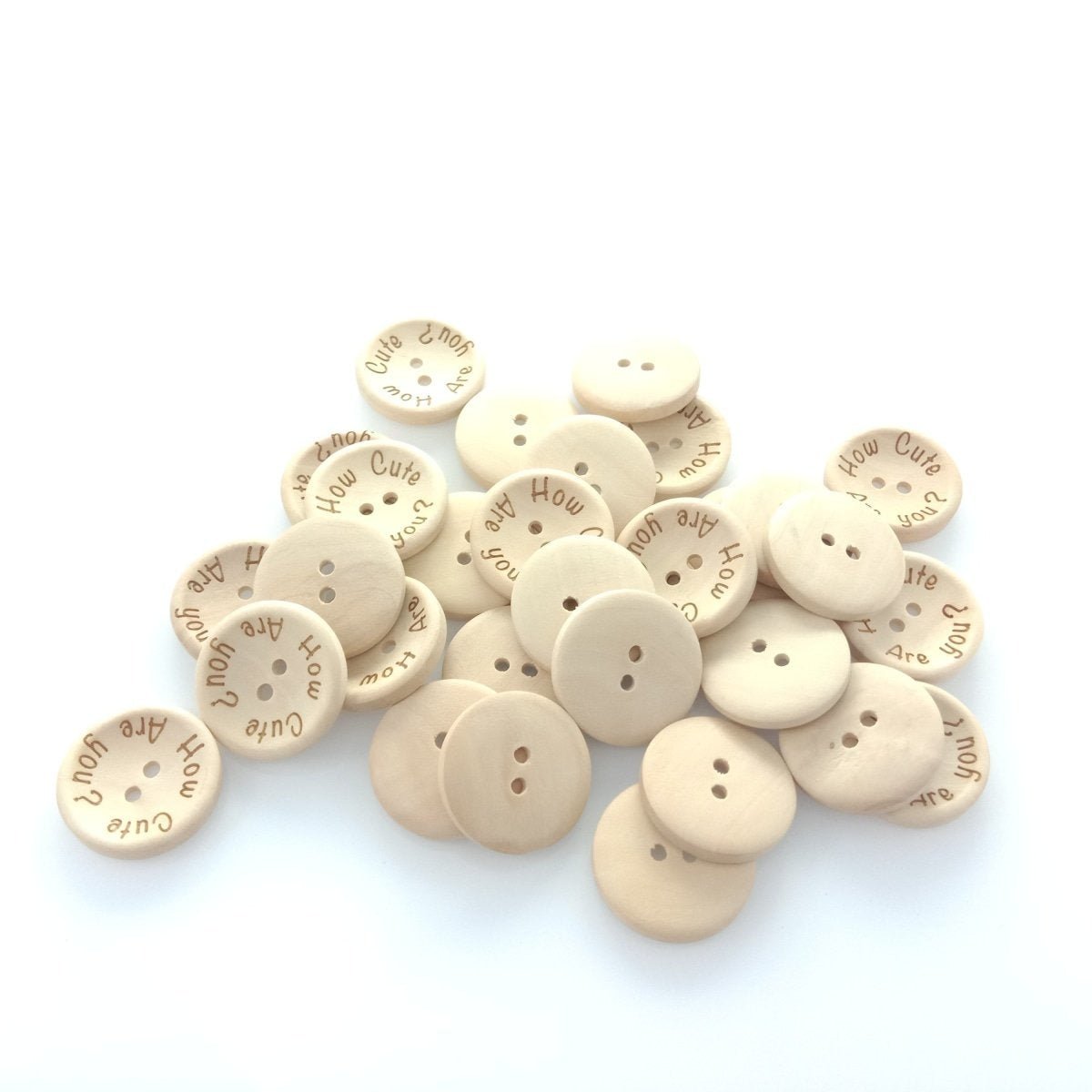 15/20/25mm "How Cute Are You" Wooden Button Natural Wood Sewing Baby Clothing Buttons - 20mm 50pcs - - Asia Sell