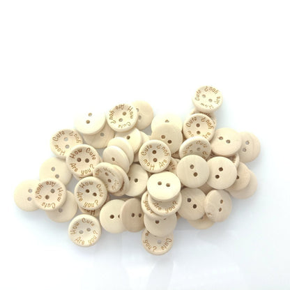 15/20/25mm "How Cute Are You" Wooden Button Natural Wood Sewing Baby Clothing Buttons - 20mm 50pcs - - Asia Sell