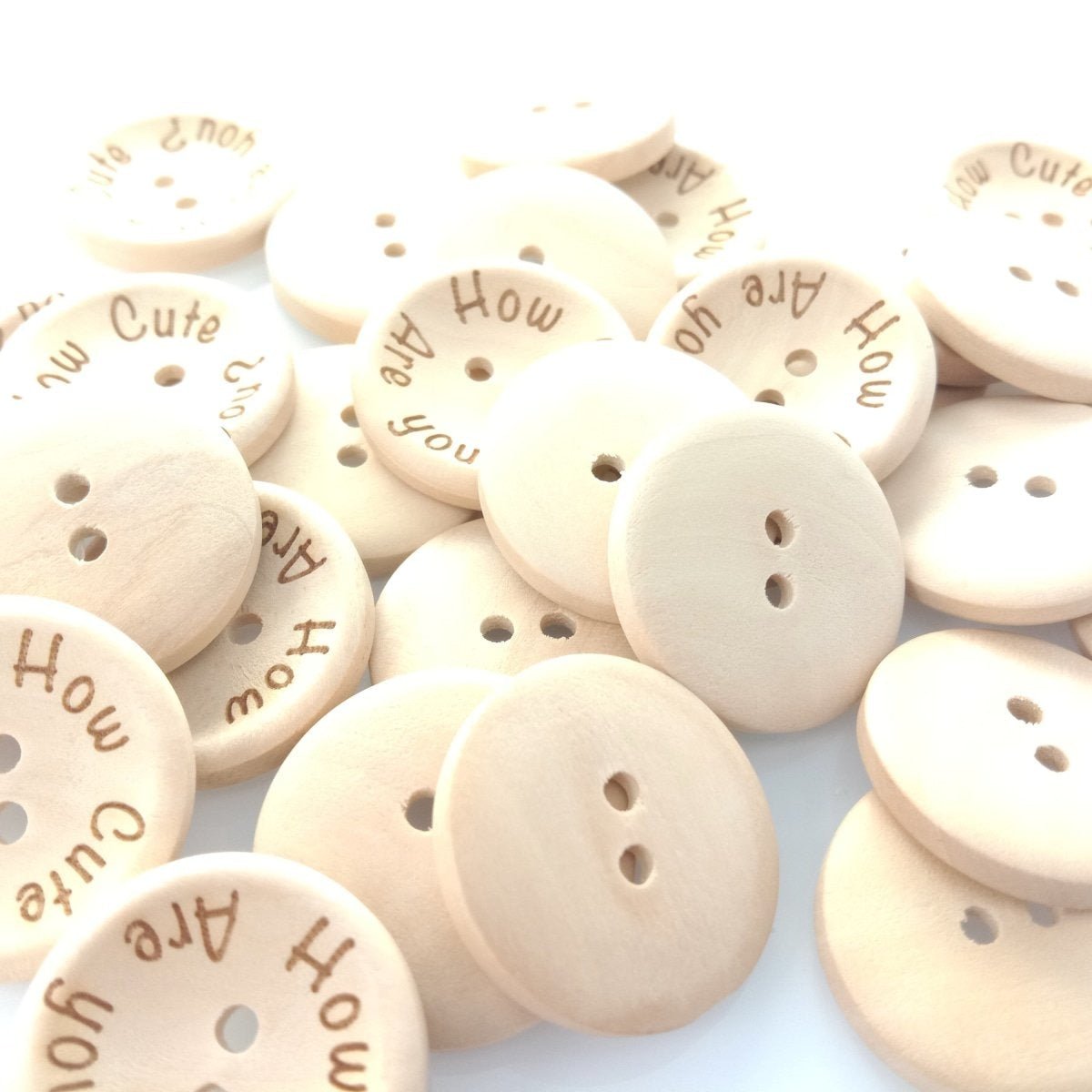 15/20/25mm "How Cute Are You" Wooden Button Natural Wood Sewing Baby Clothing Buttons - 20mm 50pcs - - Asia Sell