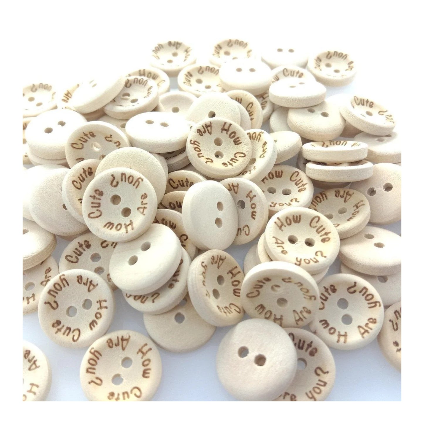 15/20/25mm "How Cute Are You" Wooden Button Natural Wood Sewing Baby Clothing Buttons - 20mm 50pcs - - Asia Sell