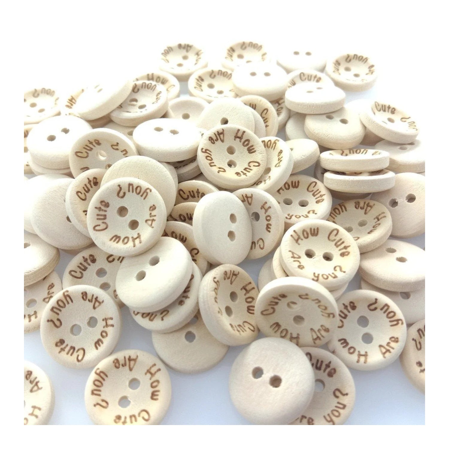 15/20/25mm "How Cute Are You" Wooden Button Natural Wood Sewing Baby Clothing Buttons - 20mm 50pcs - - Asia Sell
