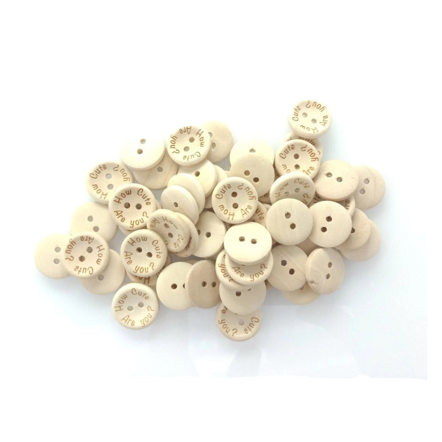 15/20/25mm "How Cute Are You" Wooden Button Natural Wood Sewing Baby Clothing Buttons - 20mm 50pcs - - Asia Sell