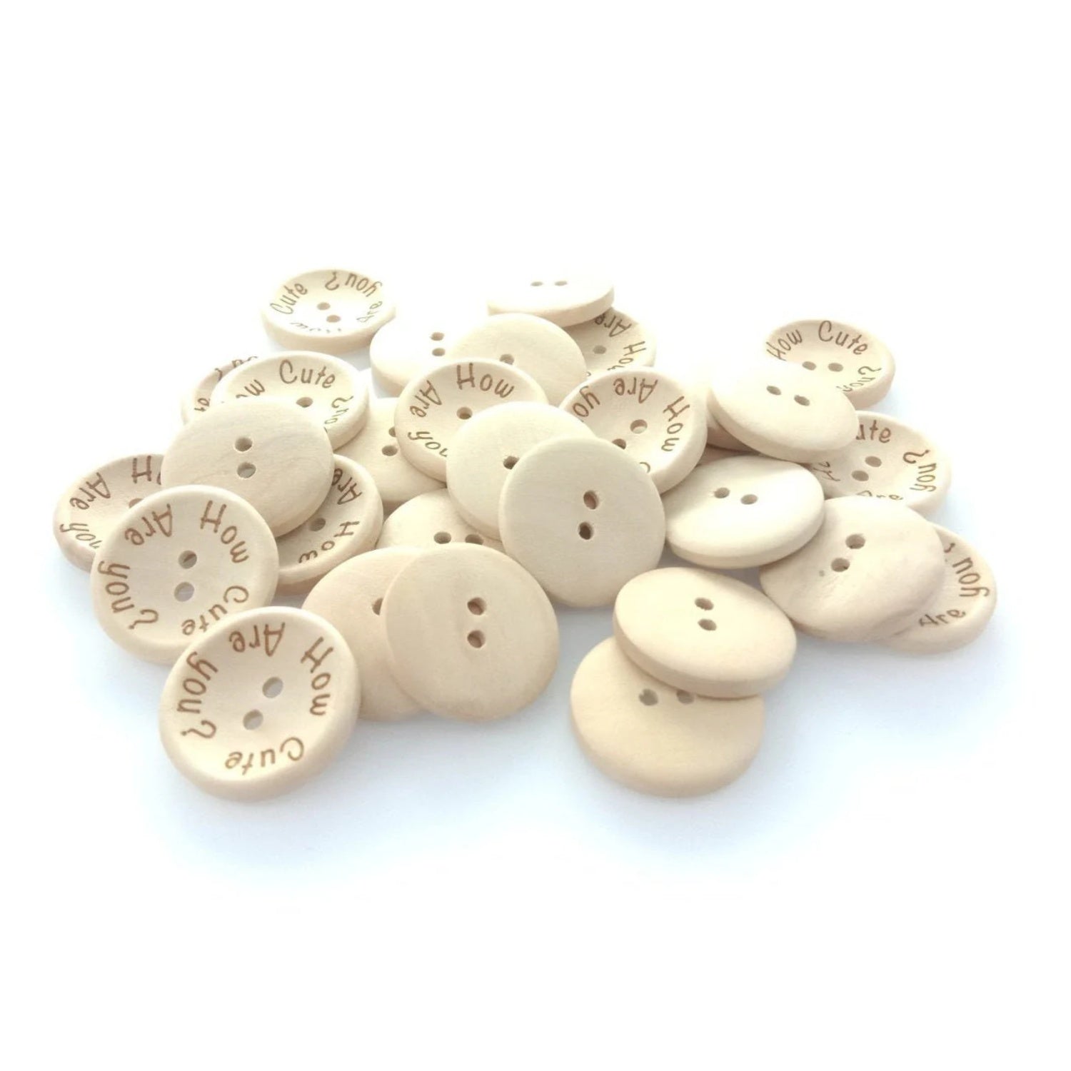 15/20/25mm "How Cute Are You" Wooden Button Natural Wood Sewing Baby Clothing Buttons - 20mm 50pcs - - Asia Sell