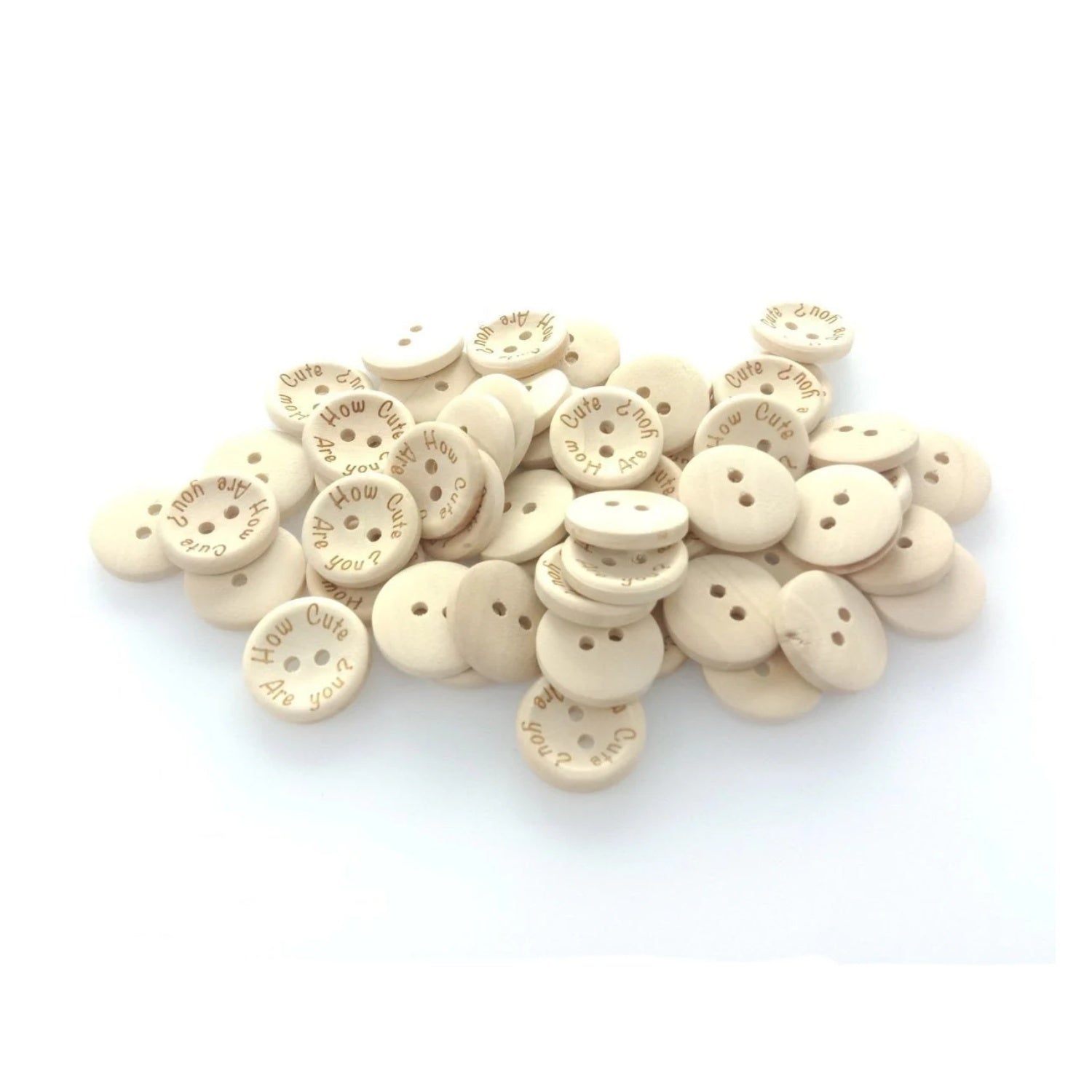 15/20/25mm "How Cute Are You" Wooden Button Natural Wood Sewing Baby Clothing Buttons - 20mm 50pcs - - Asia Sell