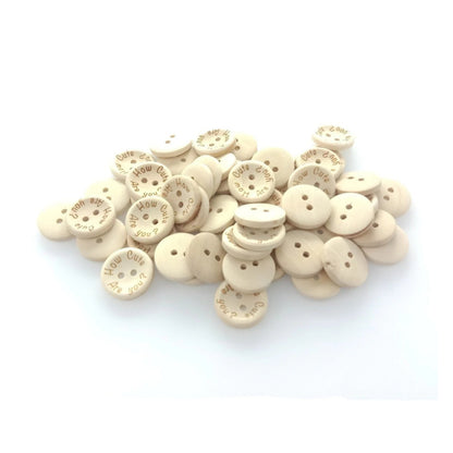 15/20/25mm "How Cute Are You" Wooden Button Natural Wood Sewing Baby Clothing Buttons - 20mm 50pcs - - Asia Sell