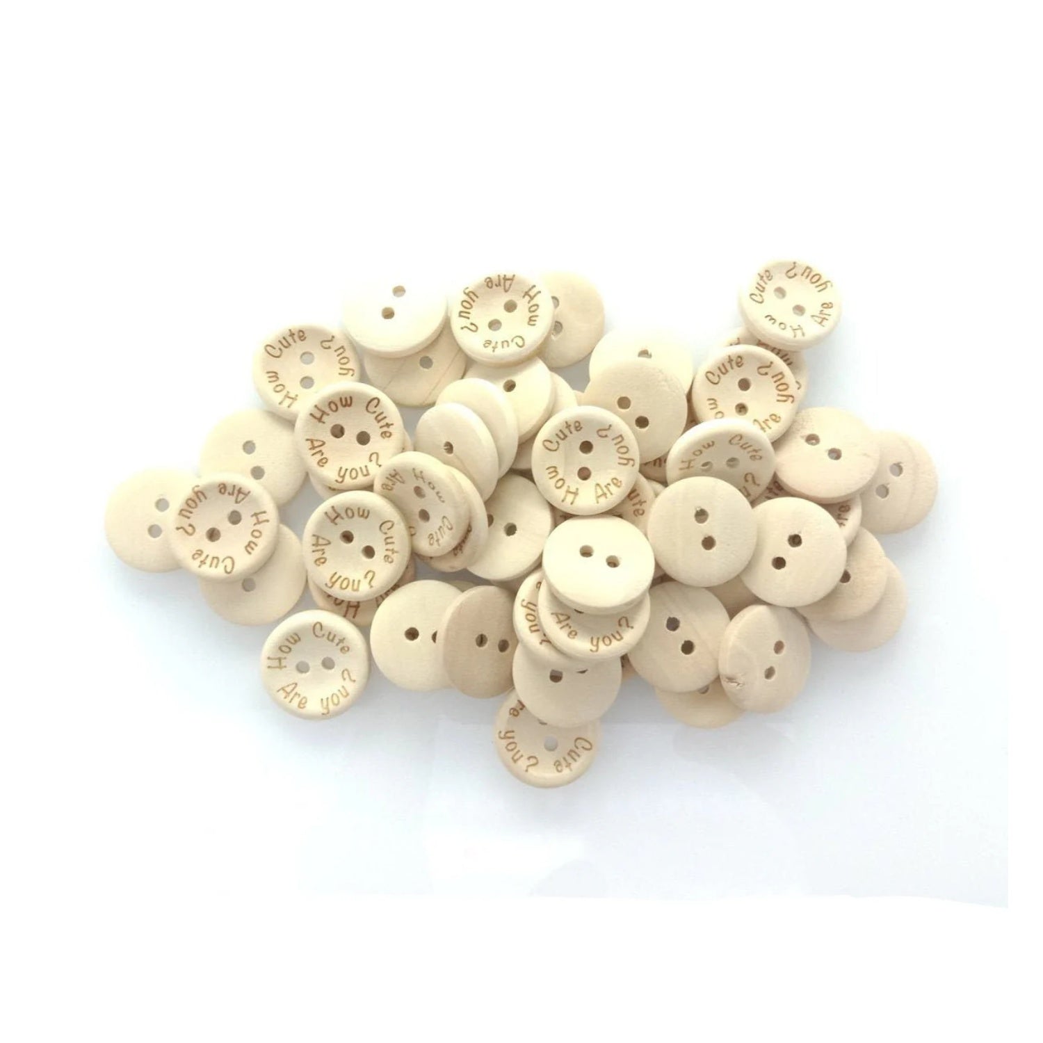 15/20/25mm "How Cute Are You" Wooden Button Natural Wood Sewing Baby Clothing Buttons - 20mm 50pcs - - Asia Sell