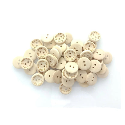 15/20/25mm "How Cute Are You" Wooden Button Natural Wood Sewing Baby Clothing Buttons - 20mm 50pcs - - Asia Sell