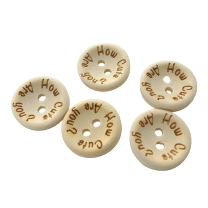 15/20/25mm "How Cute Are You" Wooden Button Natural Wood Sewing Baby Clothing Buttons - 25mm 30pcs - - Asia Sell