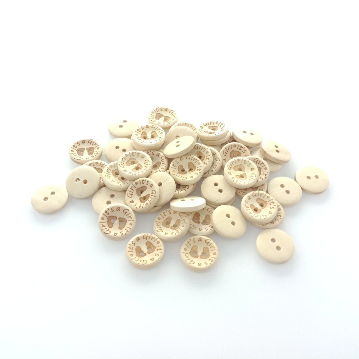 15/20/25mm It's a Girl/Boy Wooden Button Natural Wood Sewing Baby Clothing Buttons - It's a Boy 15mm 50pcs - Asia Sell