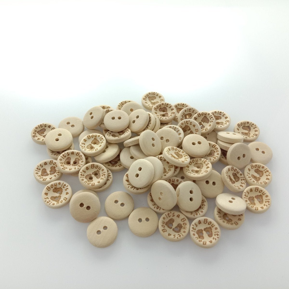 15/20/25mm It's a Girl/Boy Wooden Button Natural Wood Sewing Baby Clothing Buttons - It's a Boy 15mm 50pcs - - Asia Sell