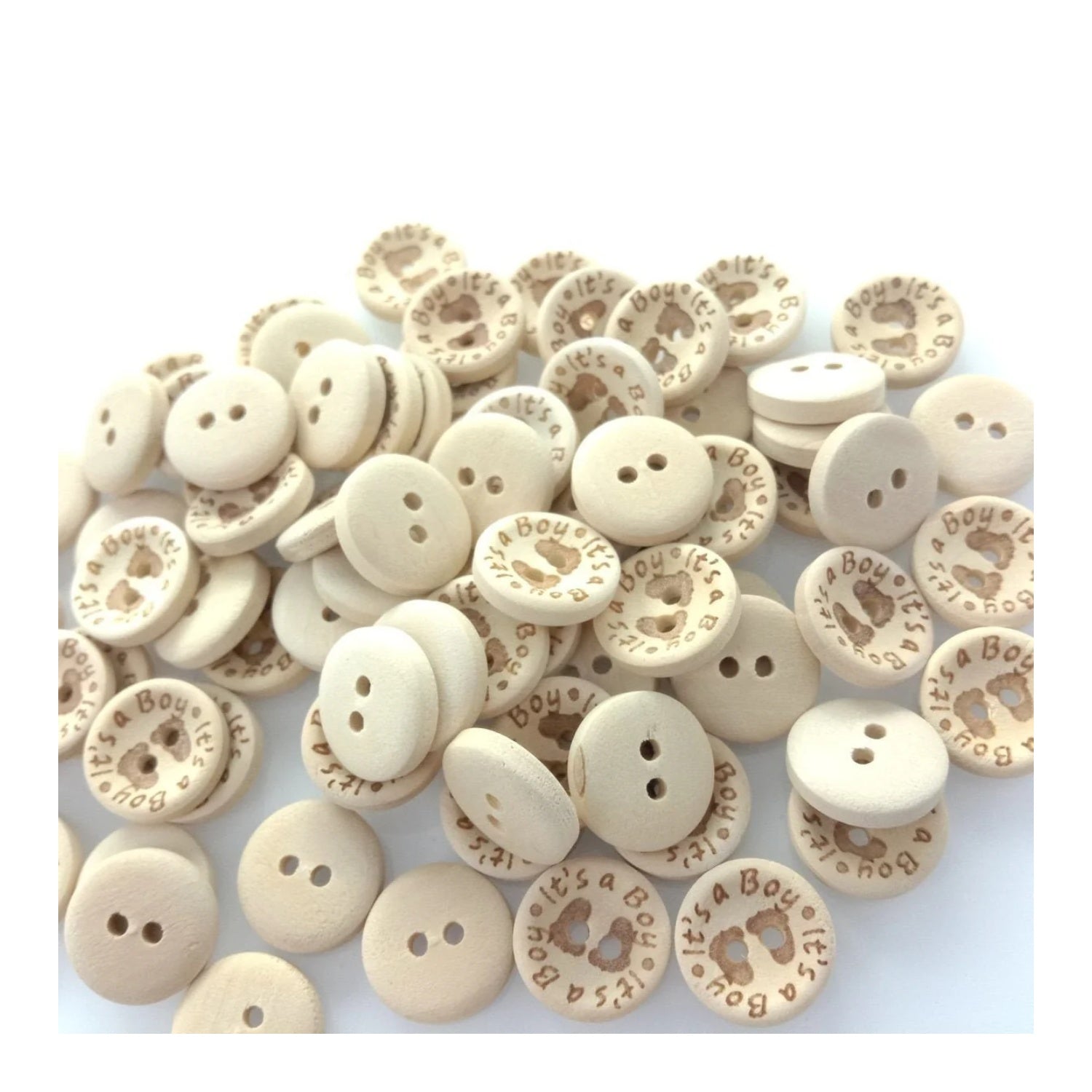 15/20/25mm It's a Girl/Boy Wooden Button Natural Wood Sewing Baby Clothing Buttons - It's a Boy 15mm 50pcs - Asia Sell
