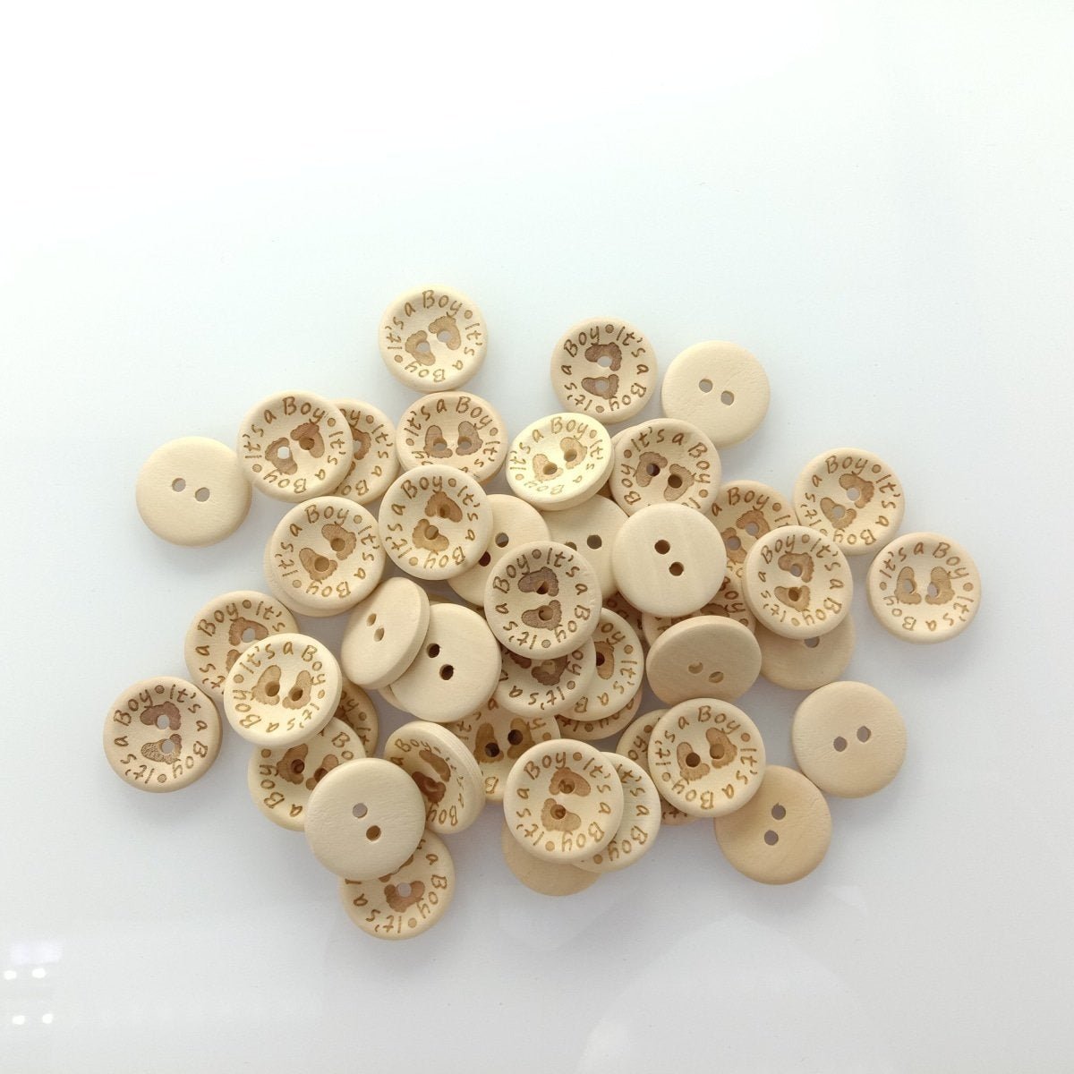 15/20/25mm It's a Girl/Boy Wooden Button Natural Wood Sewing Baby Clothing Buttons - It's a Boy 20mm 50pcs - - Asia Sell