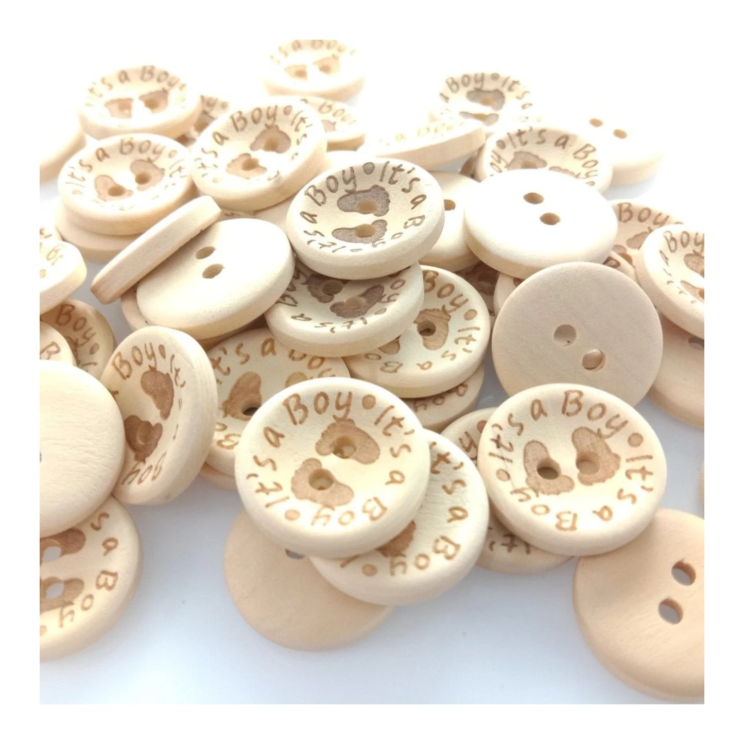 15/20/25mm It's a Girl/Boy Wooden Button Natural Wood Sewing Baby Clothing Buttons - It's a Boy 20mm 50pcs - Asia Sell