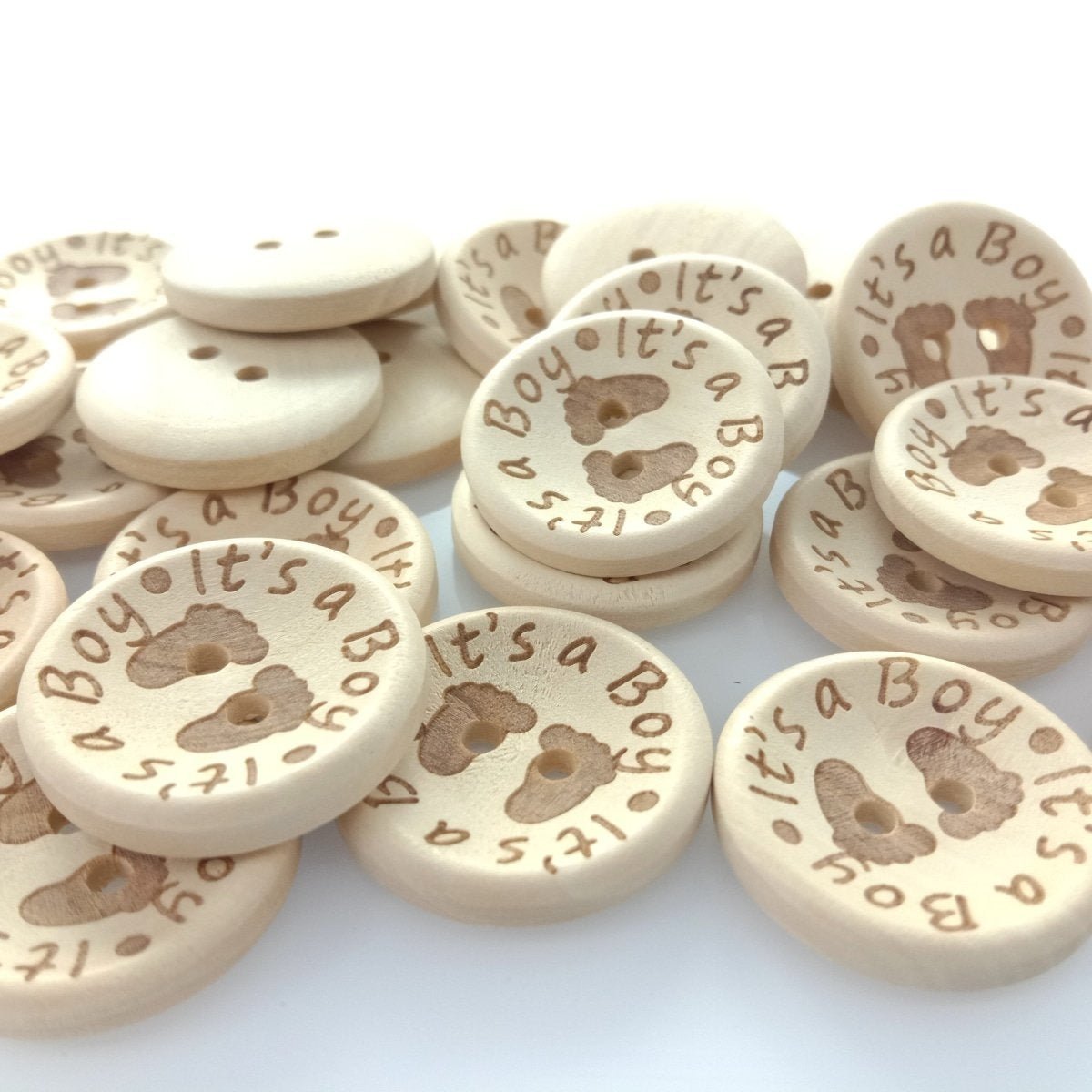 15/20/25mm It's a Girl/Boy Wooden Button Natural Wood Sewing Baby Clothing Buttons - It's a Boy 25mm 30pcs - - Asia Sell