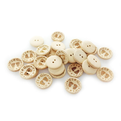 15/20/25mm It's a Girl/Boy Wooden Button Natural Wood Sewing Baby Clothing Buttons - It's a Boy 25mm 30pcs - Asia Sell