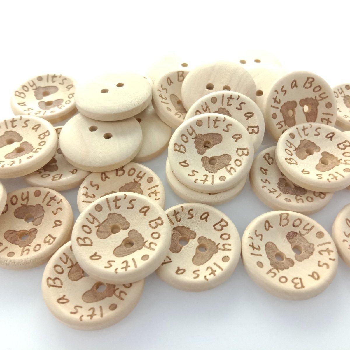 15/20/25mm It's a Girl/Boy Wooden Button Natural Wood Sewing Baby Clothing Buttons - It's a Boy 25mm 30pcs - - Asia Sell