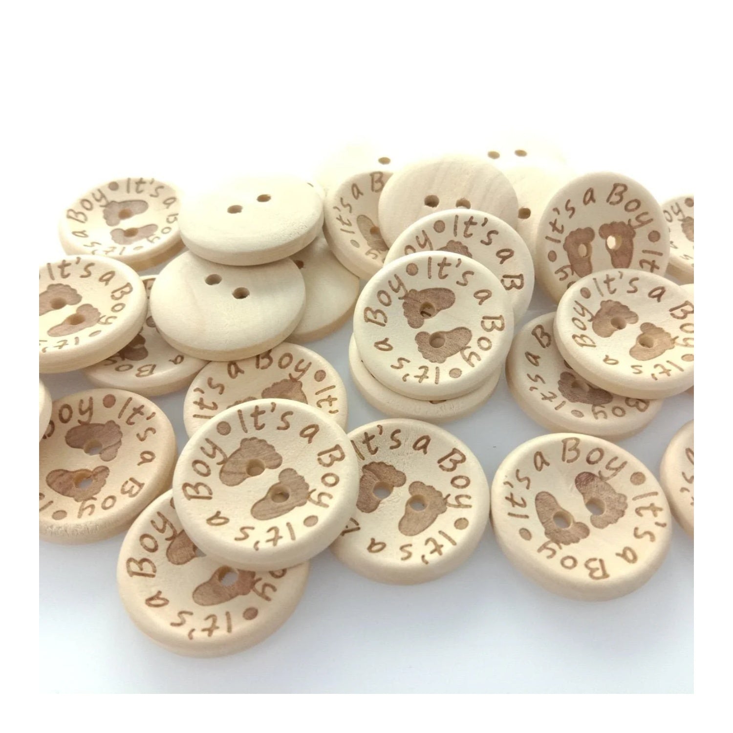 15/20/25mm It's a Girl/Boy Wooden Button Natural Wood Sewing Baby Clothing Buttons - It's a Boy 25mm 30pcs - Asia Sell