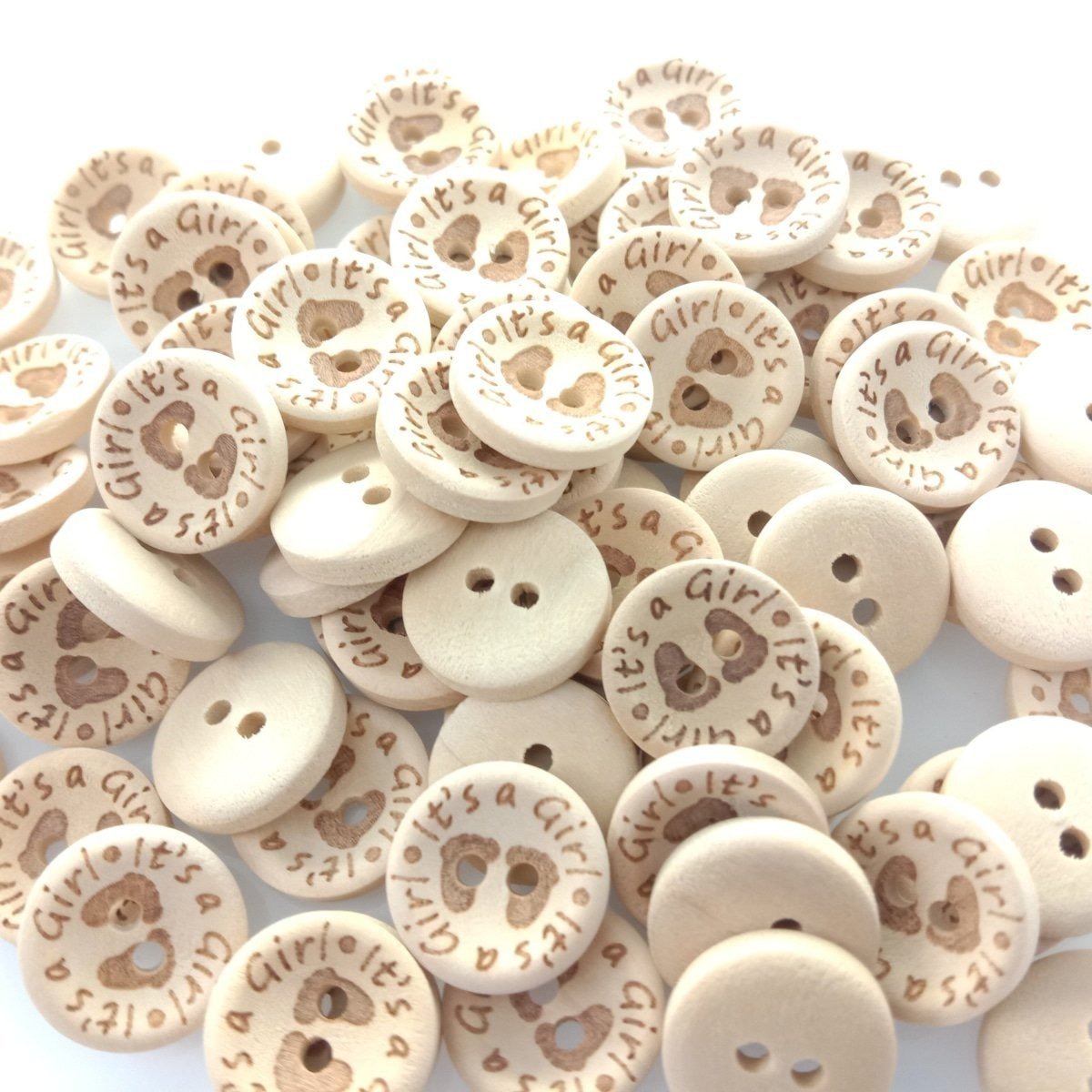 15/20/25mm It's a Girl/Boy Wooden Button Natural Wood Sewing Baby Clothing Buttons - It's a Girl 15mm 50pcs - Asia Sell