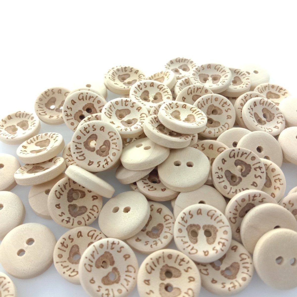 15/20/25mm It's a Girl/Boy Wooden Button Natural Wood Sewing Baby Clothing Buttons - It's a Girl 15mm 50pcs - - Asia Sell