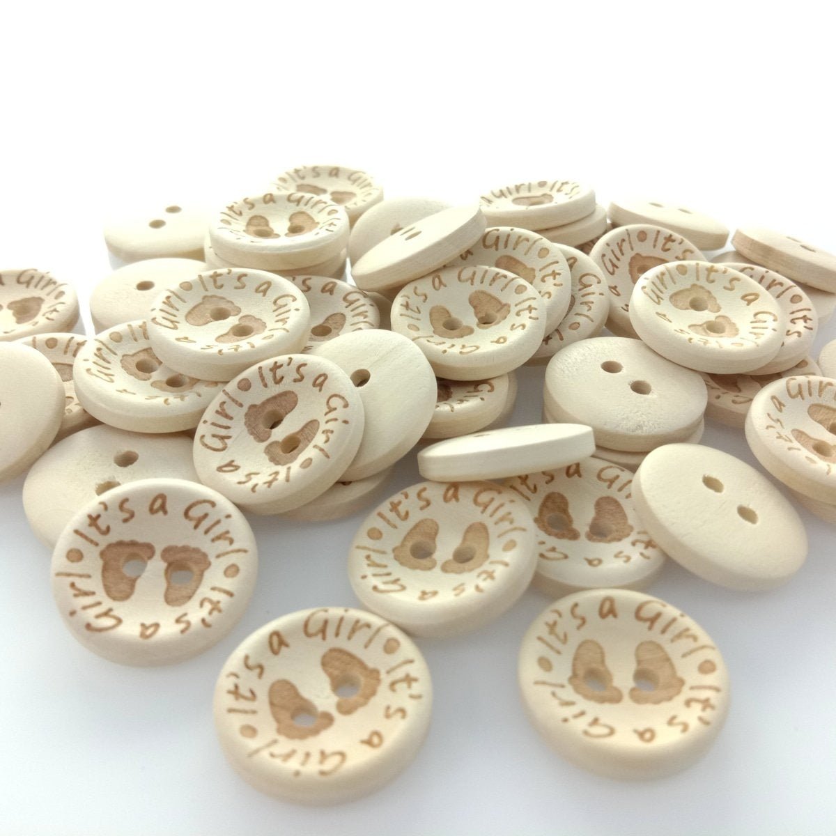 15/20/25mm It's a Girl/Boy Wooden Button Natural Wood Sewing Baby Clothing Buttons - It's a Girl 20mm 50pcs - - Asia Sell