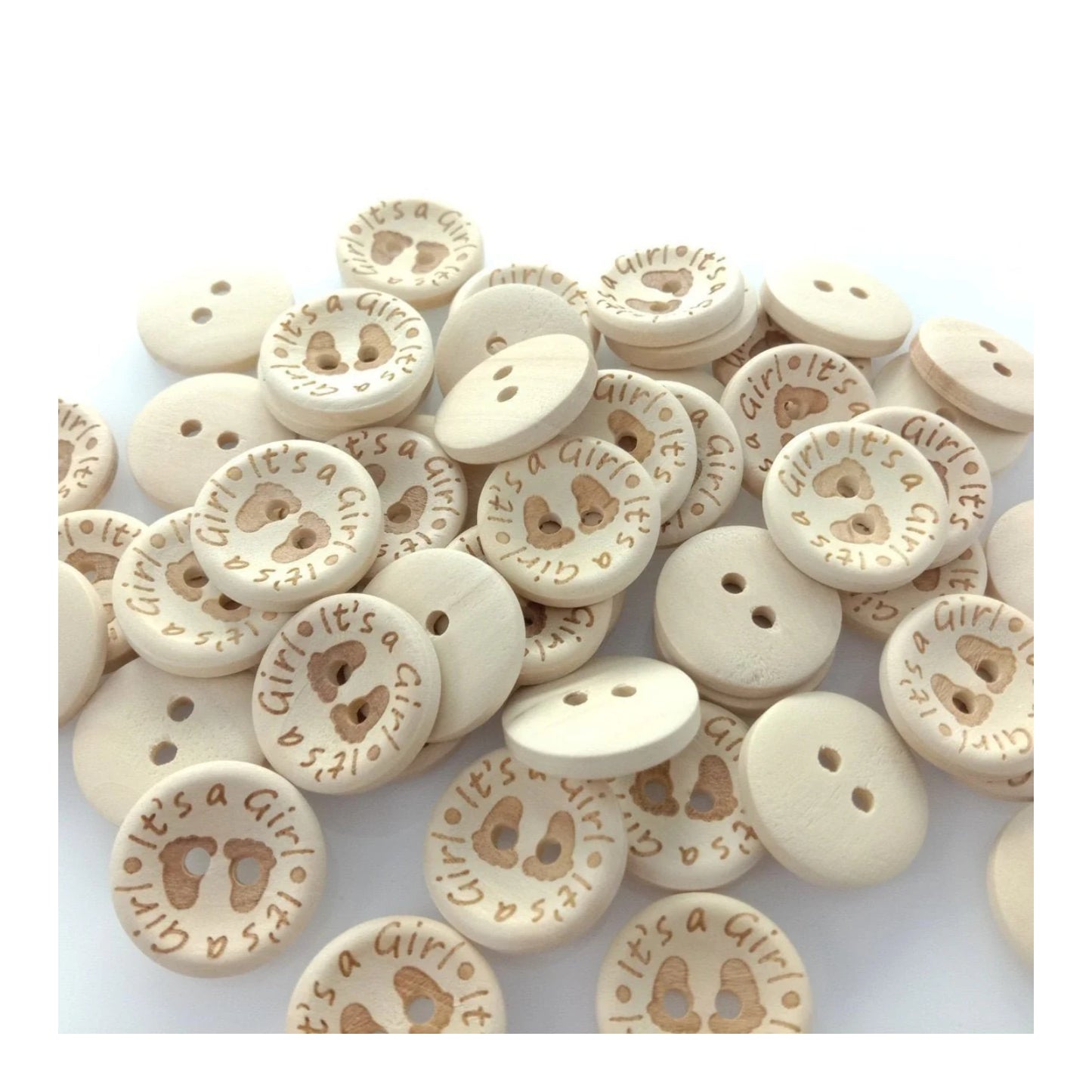 15/20/25mm It's a Girl/Boy Wooden Button Natural Wood Sewing Baby Clothing Buttons - It's a Girl 20mm 50pcs - Asia Sell