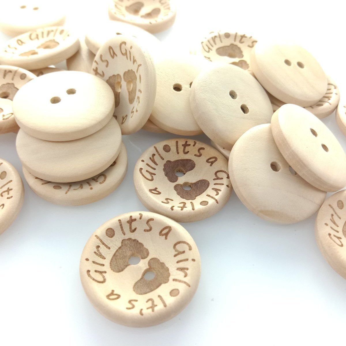 15/20/25mm It's a Girl/Boy Wooden Button Natural Wood Sewing Baby Clothing Buttons - It's a Girl 25mm 30pcs - - Asia Sell