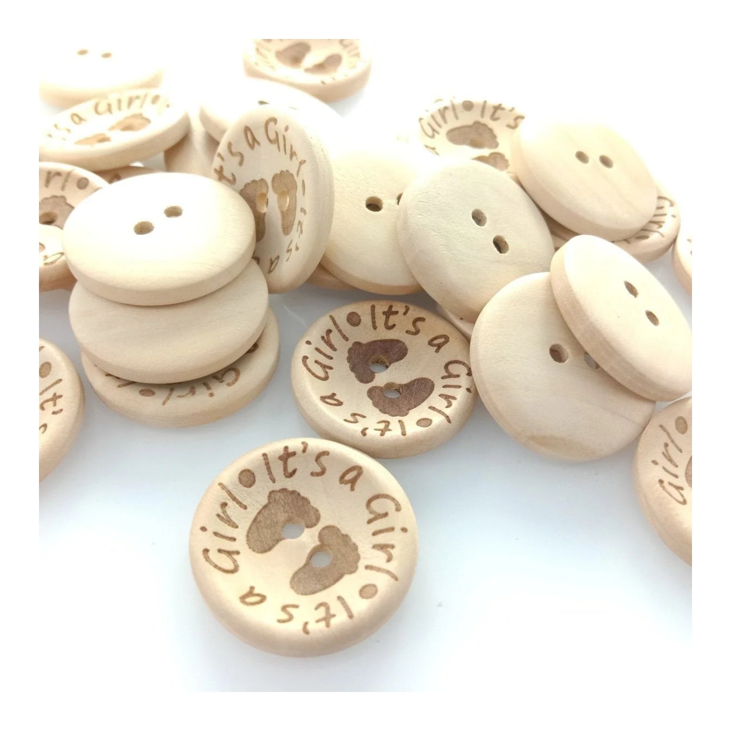 15/20/25mm It's a Girl/Boy Wooden Button Natural Wood Sewing Baby Clothing Buttons - It's a Girl 25mm 30pcs - Asia Sell