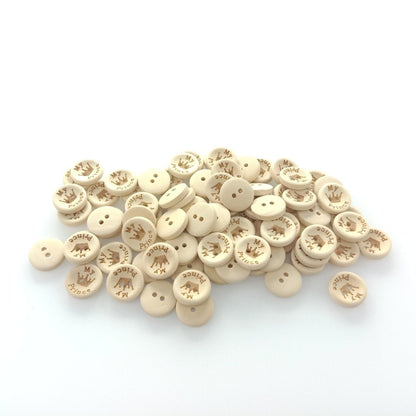 15/20/25mm My Princess My Prince Wooden Buttons Natural Wood Baby Clothing Button Sewing - My Prince 15mm 50pcs - - Asia Sell