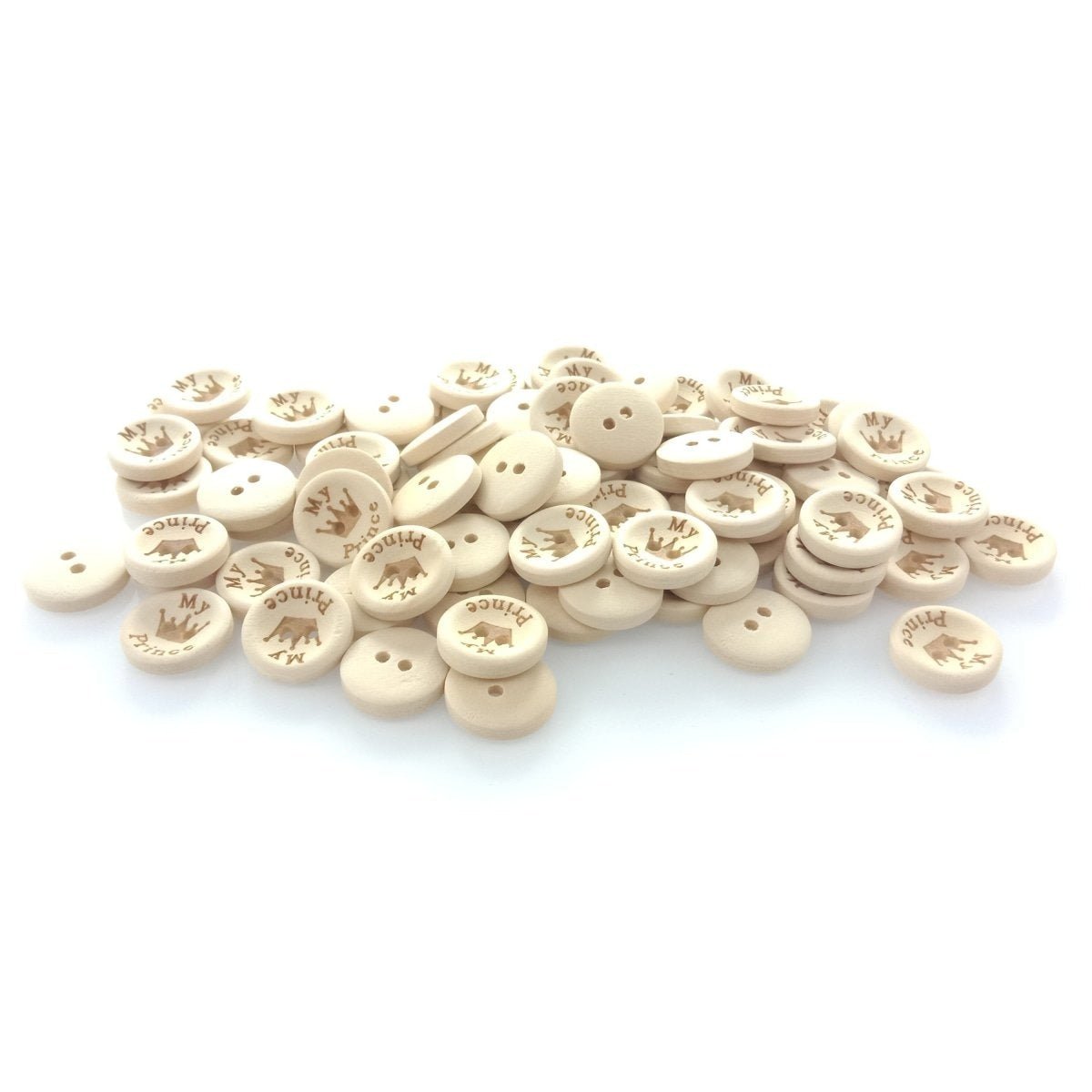 15/20/25mm My Princess My Prince Wooden Buttons Natural Wood Baby Clothing Button Sewing - My Prince 15mm 50pcs - - Asia Sell