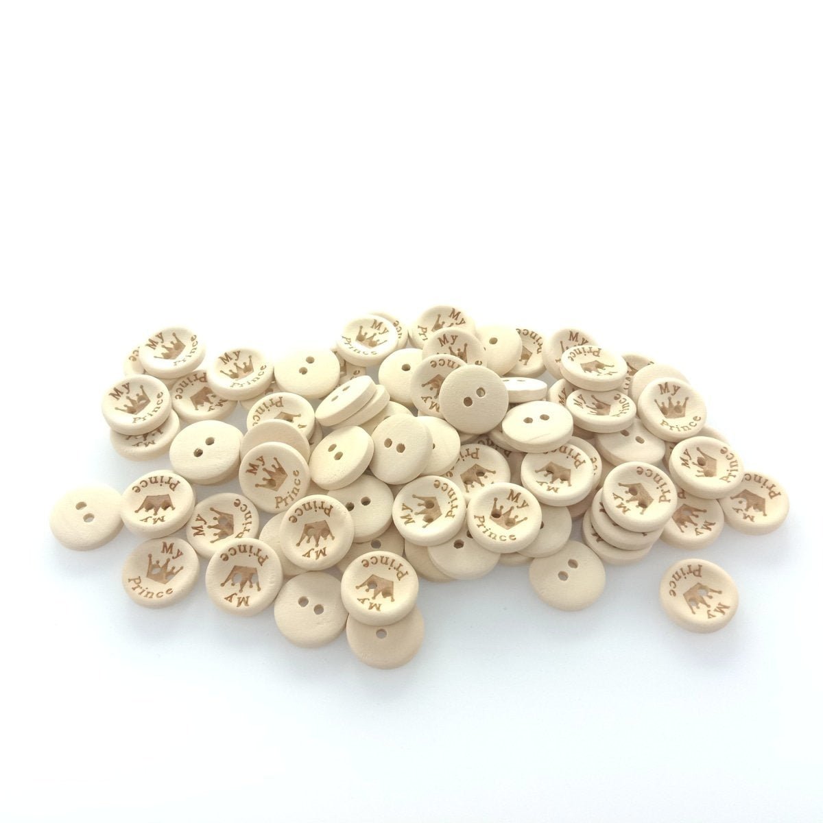 15/20/25mm My Princess My Prince Wooden Buttons Natural Wood Baby Clothing Button Sewing - My Prince 15mm 50pcs - - Asia Sell