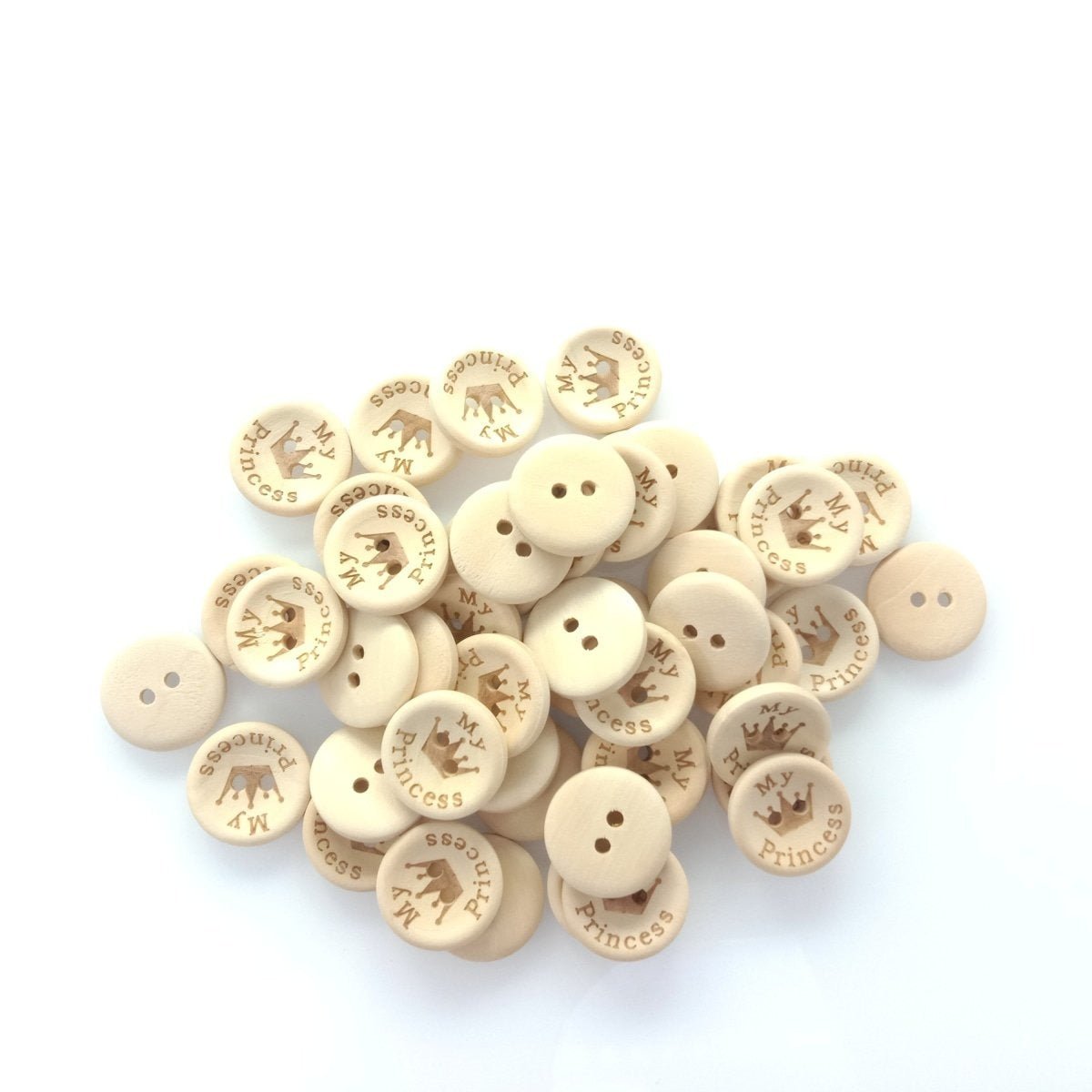 15/20/25mm My Princess My Prince Wooden Buttons Natural Wood Baby Clothing Button Sewing - My Prince 15mm 50pcs - - Asia Sell