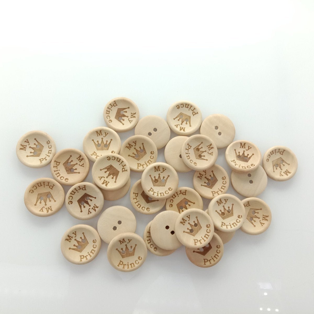 15/20/25mm My Princess My Prince Wooden Buttons Natural Wood Baby Clothing Button Sewing - My Princess 20mm 50pcs - - Asia Sell