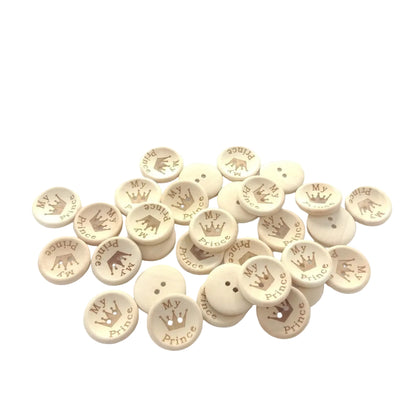 15/20/25Mm My Princess Wooden Button Natural Wood Sewing Baby Clothing Buttons