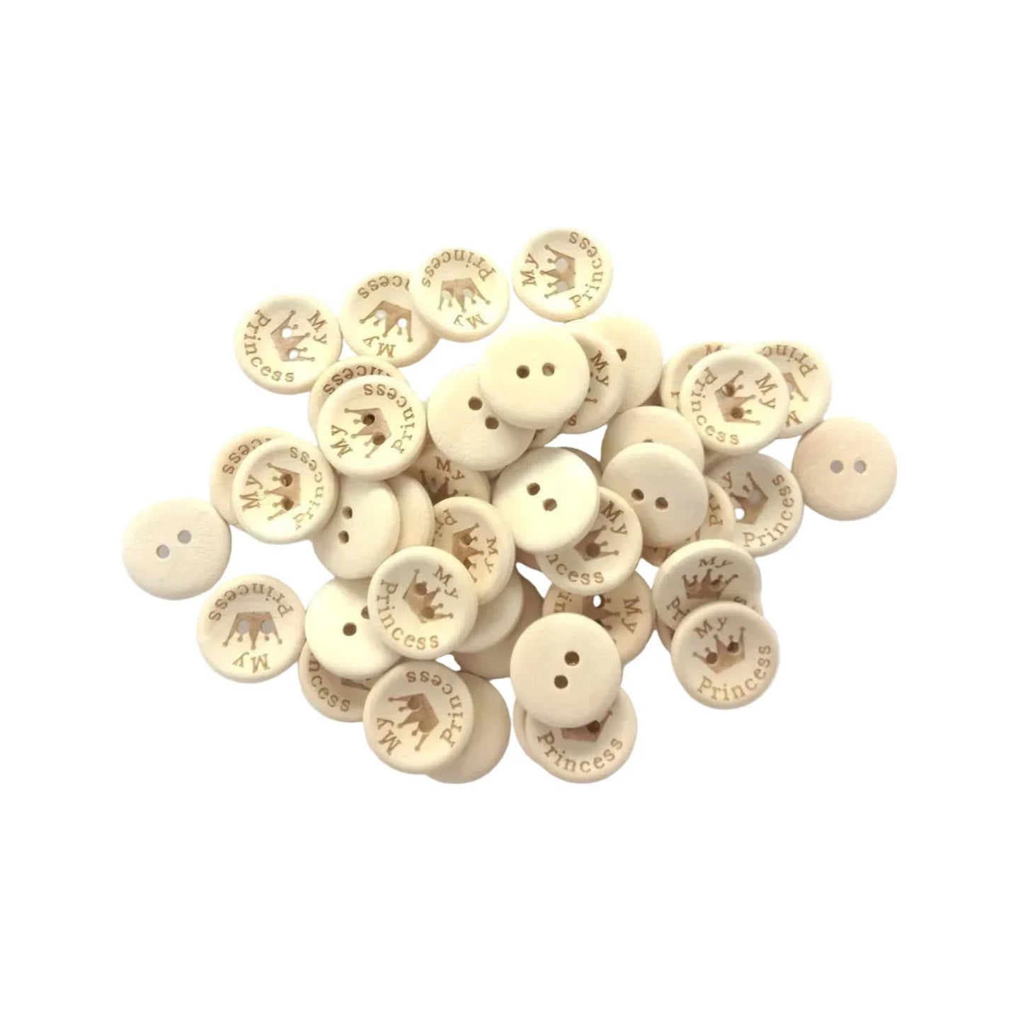 15/20/25Mm My Princess Wooden Button Natural Wood Sewing Baby Clothing Buttons