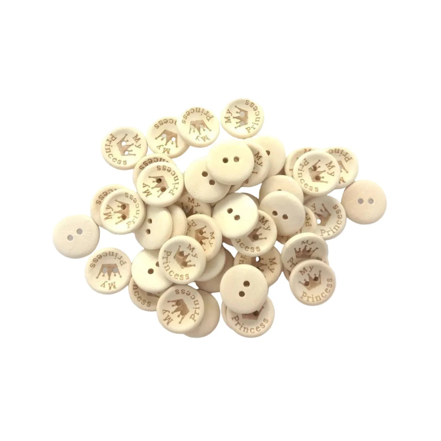 15/20/25Mm My Princess Wooden Button Natural Wood Sewing Baby Clothing Buttons
