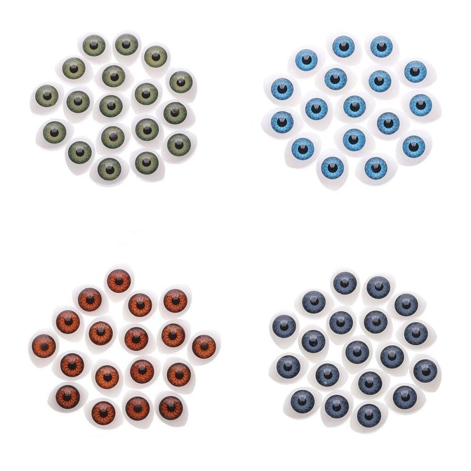 16/20pcs Oval Shaped Doll Eyes Plastic for DIY Toy Doll Animal Puppet Dinosaur Half Round - Asia Sell