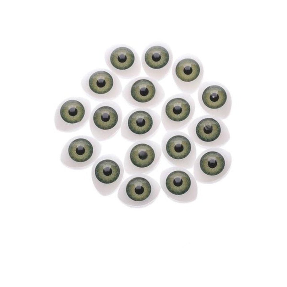 16/20pcs Oval Shaped Doll Eyes Plastic for DIY Toy Doll Animal Puppet Dinosaur Half Round - Green - 10x13mm - Asia Sell