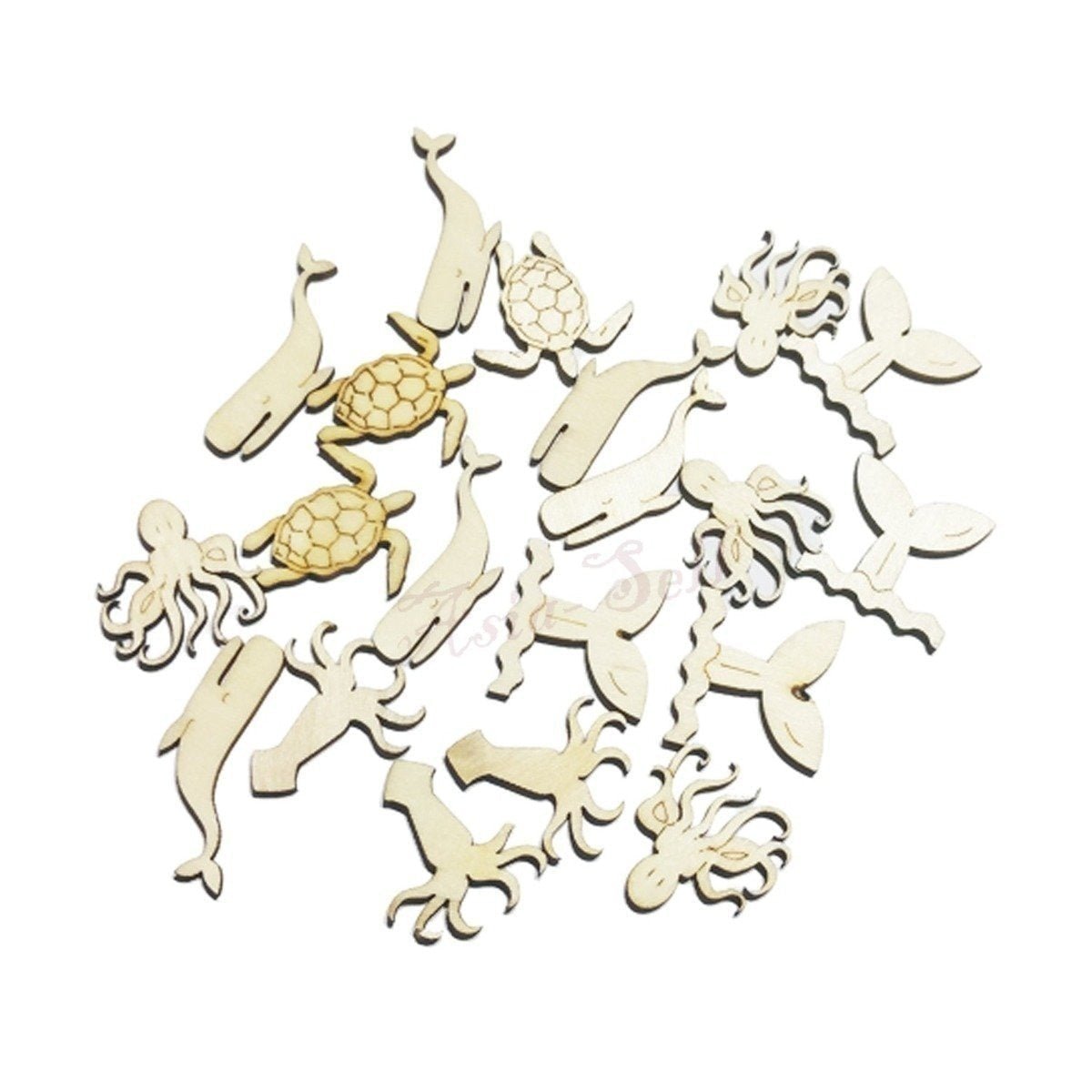 17-45mm Higher Order Sea Creatures Animals Wooden DIY Craft Wood Scrapbooking - - Asia Sell