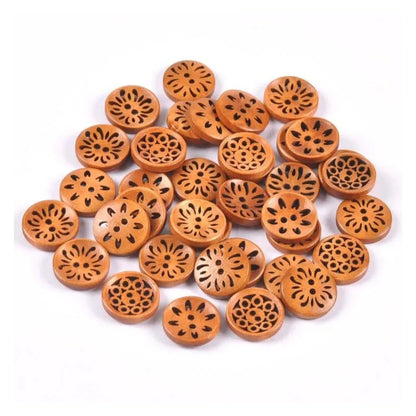 18mm Wooden Buttons Carved Cut-Out Clothing Decoration Round For Coat Garment Sewing DIY Scrapbook - 10pcs - Asia Sell