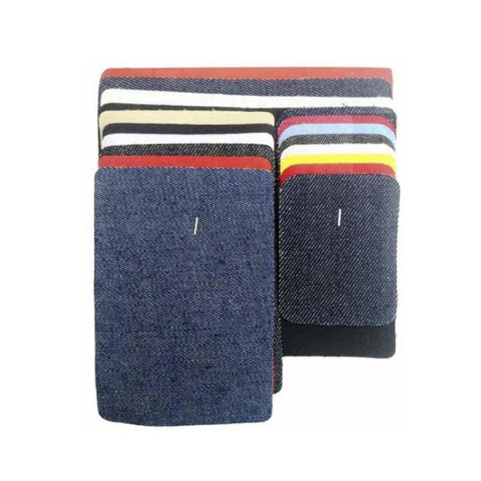 18pcs Iron-on Fabric Blue Black Red Yellow White Rectangular Denim Jeans Jacket Clothing Patches Repair Sewing Shapes - Asia Sell