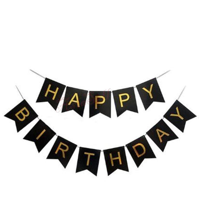 18th Birthday Party Balloons Decorations Black Banner Gold Black - Banner only - - Asia Sell