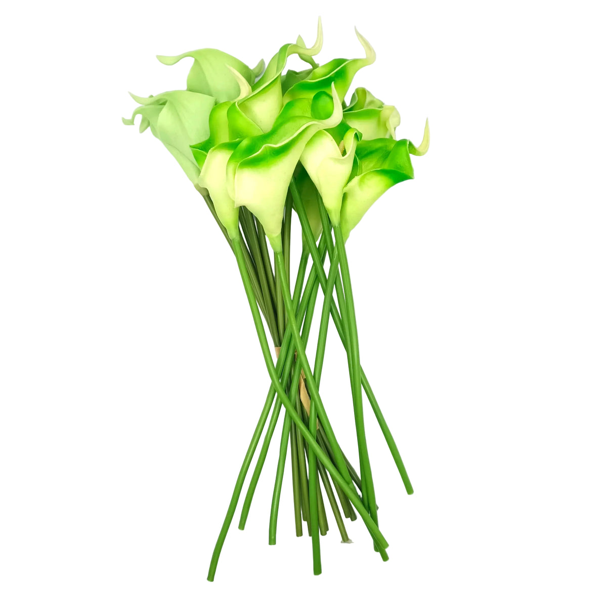 19 pieces Artificial Flowers Lilies 40cm Green Shades - Flexible Stem