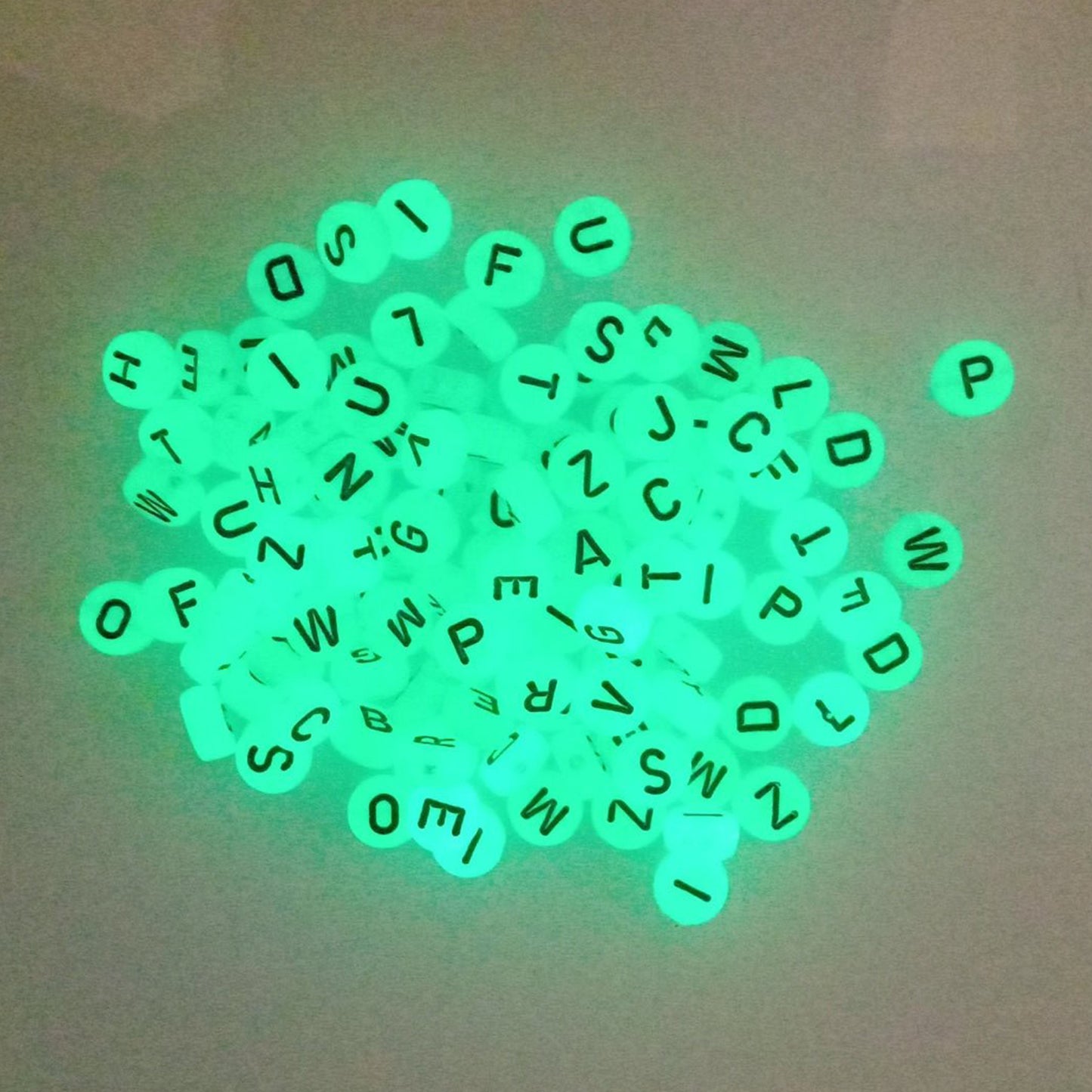 100pcs Alphabet Letters Spacer Beads for Jewelry Making DIY Bracelet Accessories 7mmx4mm Charm - Black Glowing - Asia Sell