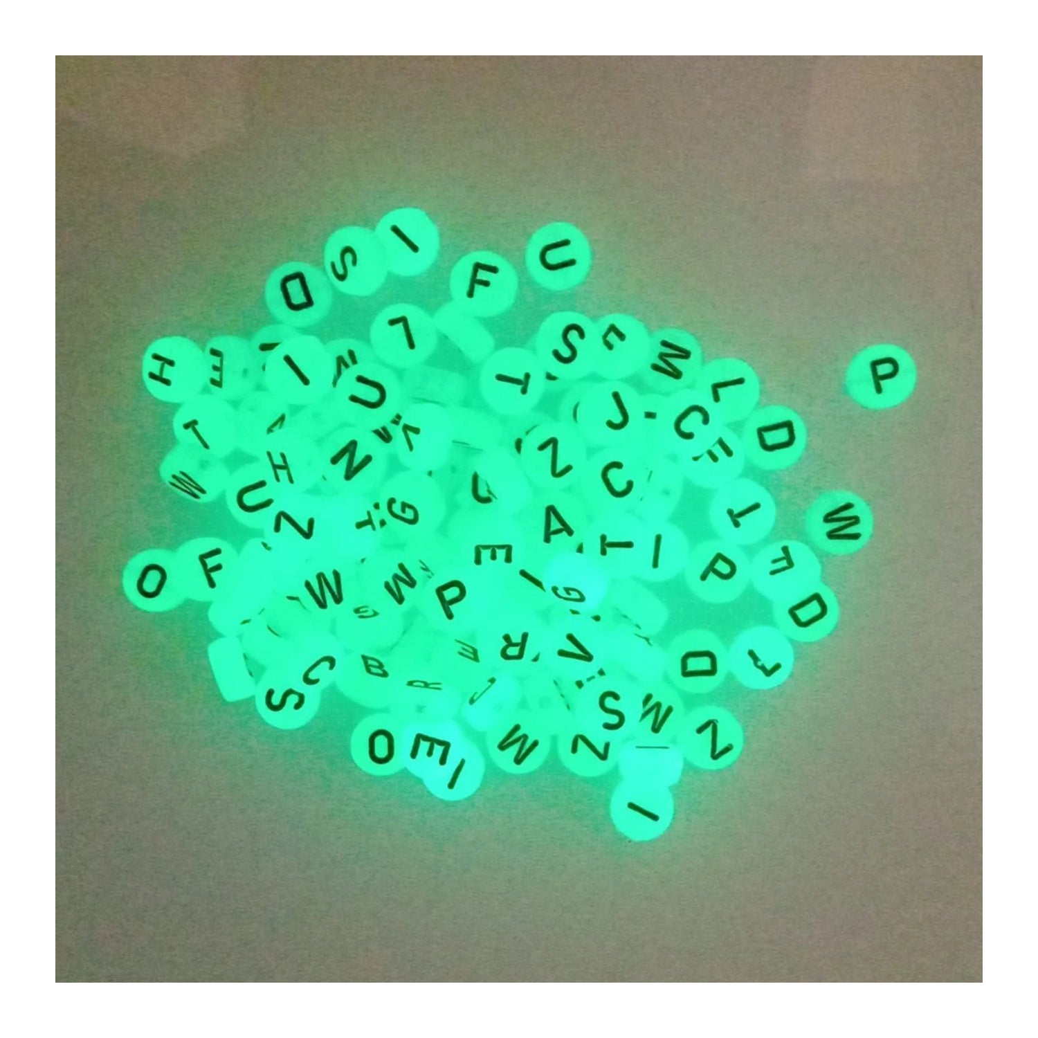 100pcs Alphabet Letters Spacer Beads for Jewelry Making DIY Bracelet Accessories 7mmx4mm Charm - Black Glowing - Asia Sell