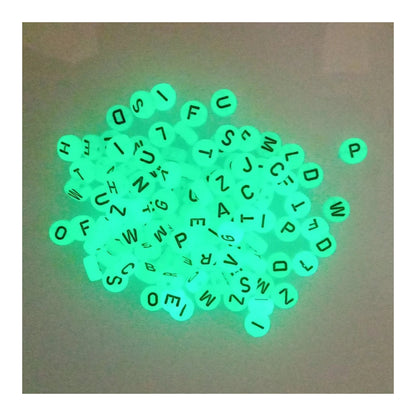 100pcs Alphabet Letters Spacer Beads for Jewelry Making DIY Bracelet Accessories 7mmx4mm Charm - Black Glowing - Asia Sell