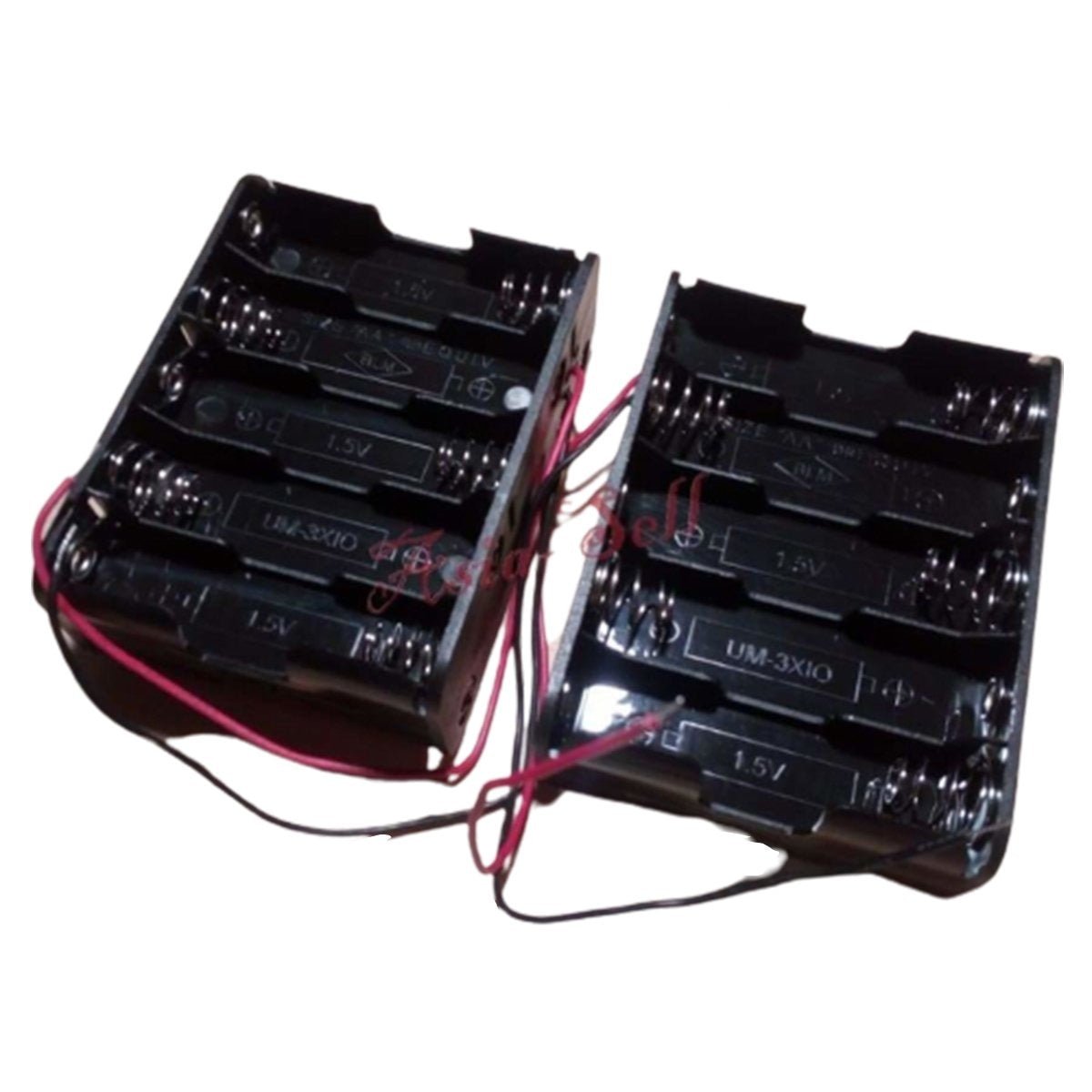 1pcs 10xAA Double Sided Battery Holder 10x1.5V 15V Box Case Wired Wires - - Asia Sell