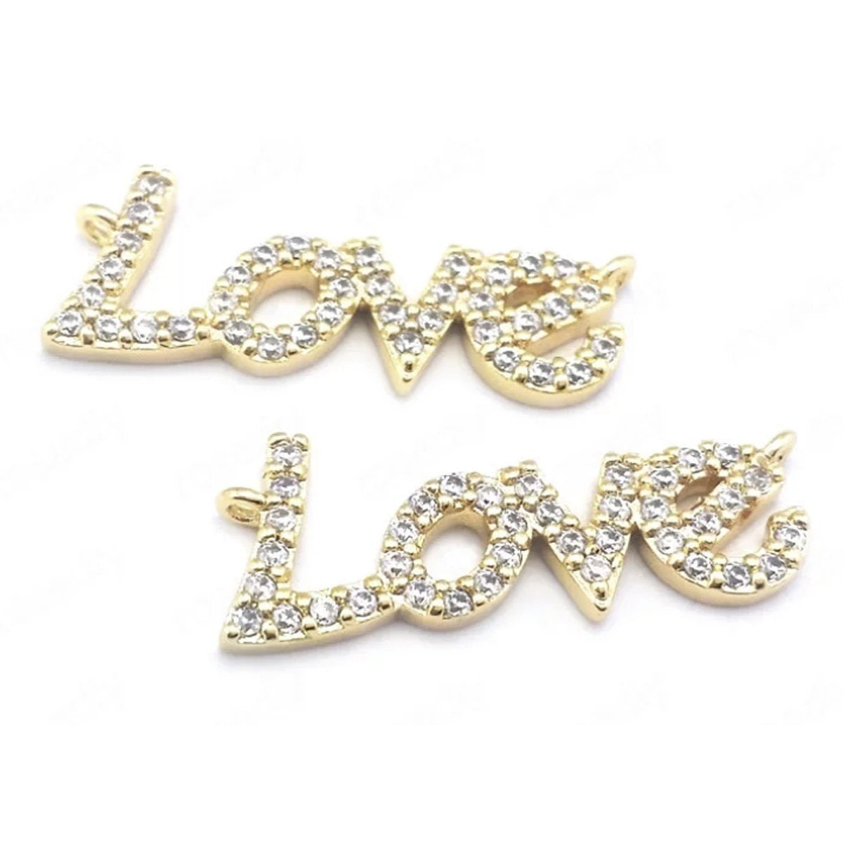 1pcs 24x9mm LOVE Pendant Gold Colour Letters Crystals Charm Pendant Jewellery DIY Accessories - Asia Sell
