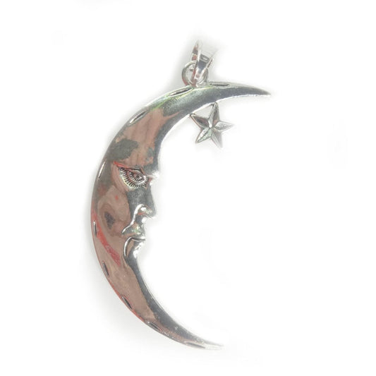 1pcs 89x50mm Large Crescent Moon Charm With Star Silver Colour Star Moon Charm Crescent Pendant Loop - - Asia Sell